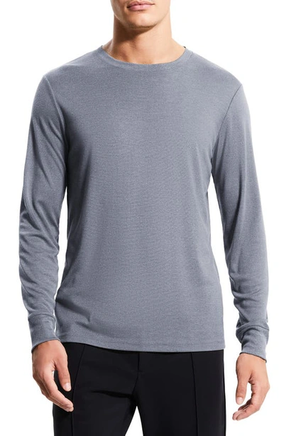 Theory Essential Anemone Long Sleeve T-shirt In Sleet Blue