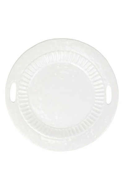 Vietri Pietra Handled Round Tray In White