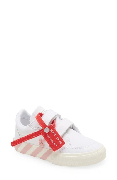 Off-white Girl's Arrow Canvas Grip-strap Low-top Sneakers, Toddler/kids In White Pink