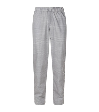 Hanro Checked Cotton Lounge Trousers In Blue