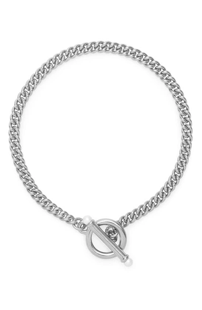 Brook & York Stella Imitation Pearl Toggle Bracelet In Silver