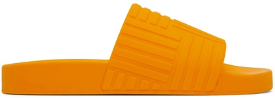 Bottega Veneta Carpet Embossed Rubber Slides In Yellow & Orange