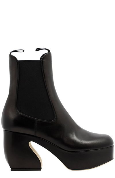 Si Rossi Block Heel Side Stretch Boots In Black