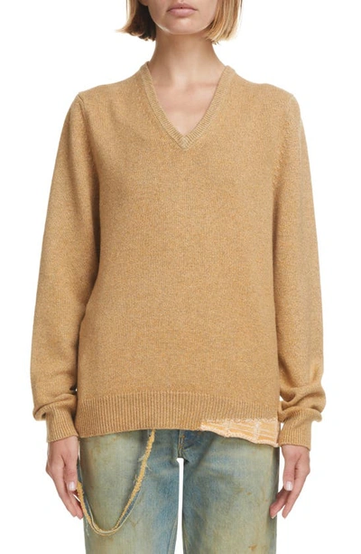 Maison Margiela Wool And Cashmere Camel-colored Sweater In Beige