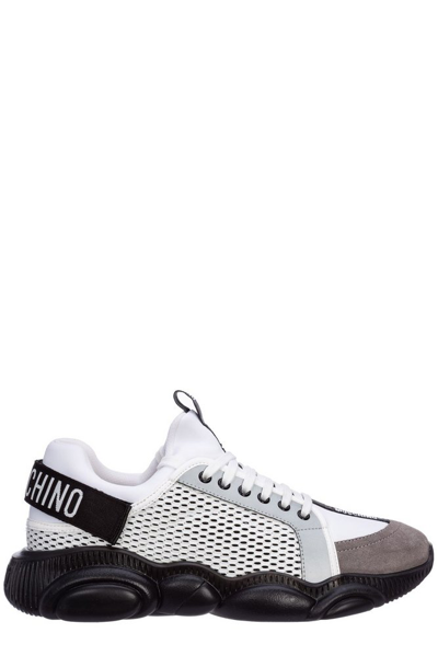 Moschino Chunky-sole Logo-strap Sneakers In Weiss