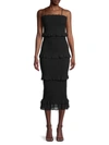 Bebe Women's Smocked Ruffle-tiered Bodycon Dress In Black