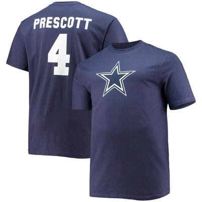 Fanatics Men's Big And Tall Dak Prescott Navy Dallas Cowboys Player Name Number T-shirt