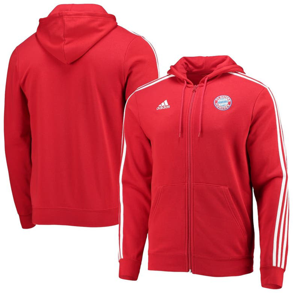 Adidas Originals Adidas Red Bayern Munich Logo 3-stripe Full-zip Hoodie |  ModeSens