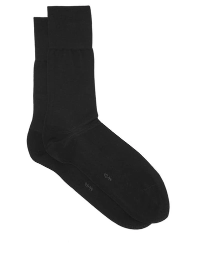 Falke Men's No. 2 Cashmere Mid-calf Socks In Black