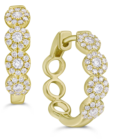 Macy's Diamond Halo Hoop Earrings (1/2 Ct. T.w.) In 14k White Or Yellow Gold