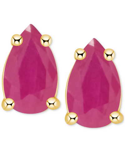 Macy's Tanzanite Pear-shape Stud Earrings (3/8 Ct. T.w.) In 14k Gold (also In Emerald, Ruby & Sapphire) In Ruby Red