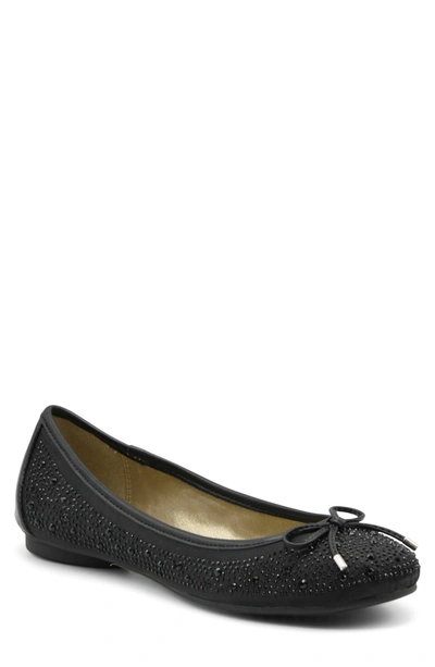Adrienne Vittadini Women's Cathi Jeweled Ballet Flats Women's Shoes In Black
