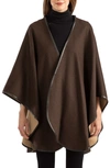 Sofia Cashmere Leather Trim Reversible Cashmere Cape In Camel Brown