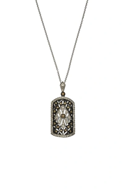 Sethi Couture Shield Pendant Necklace In White/ Black