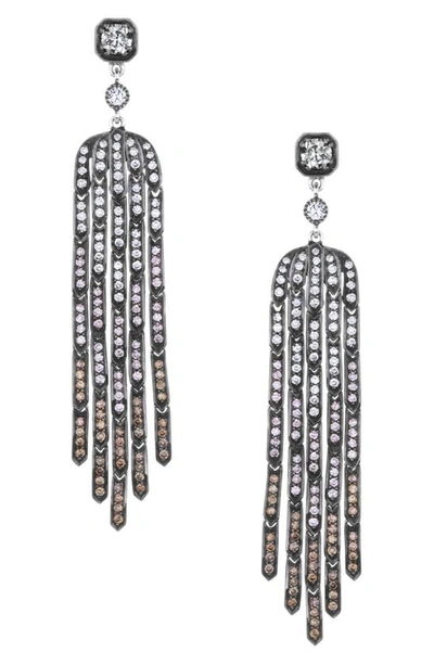 Sethi Couture Shaped Fringe Diamond Drop Earrings In White/ Black