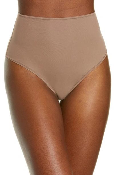 Skims Fits Everybody High Waisted Thong In Umber