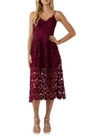 Endless Rose Lace Spaghetti Strap Midi Dress In Red