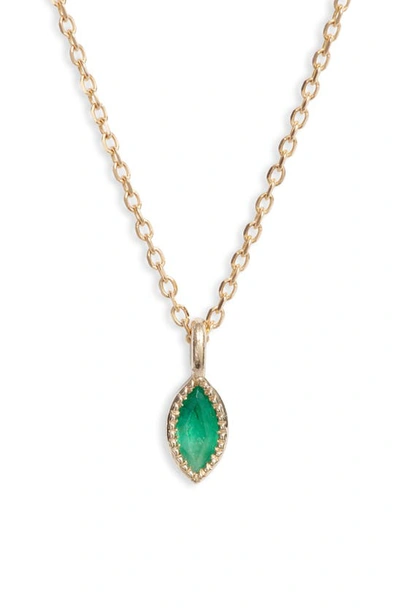 Jennie Kwon Designs Marquise Emerald Pendant Necklace In 14k Yellow
