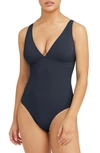 Sea Level Panel Line Multifit One-piece Swimsuit In Storm Blue