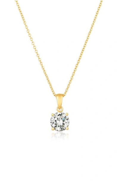 Crislu Round Cubic Zirconia Pendant Necklace In 18kt Yellow Gold