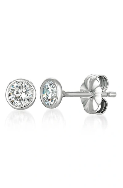 Crislu Cubic Zirconia Bezel Stud Earrings In Platinum