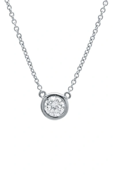 Crislu Cubic Zirconia Bezel Pendant Necklace In Platinum