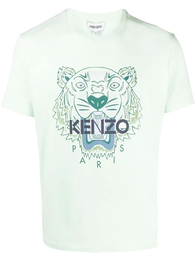 Kenzo Icon Tiger Logo-print Cotton-jersey T-shirt In Almond Green ...