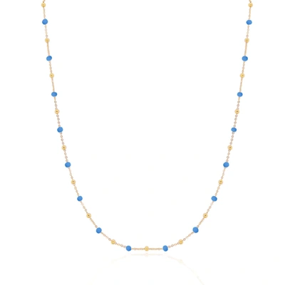 The Lovery 14k Yellow Gold Enamel Bead Necklace In Blue