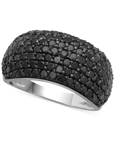 Macy's Black Diamond Pave Cluster Ring (2 Ct. T.w.) In Sterling Silver