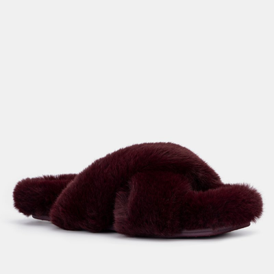 Torgeis Luna Faux Fur Slipper In Burgundy