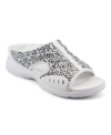 Easy Spirit Traciee Women's Flat Slide Sandals Women's Shoes In White/ Black Multi