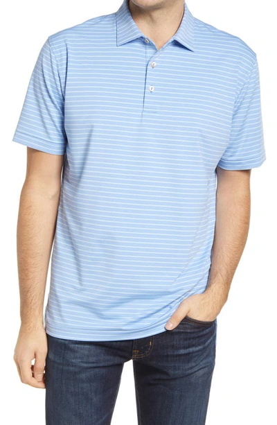 Peter Millar Drum Stripe Performance Polo In Estate Blue