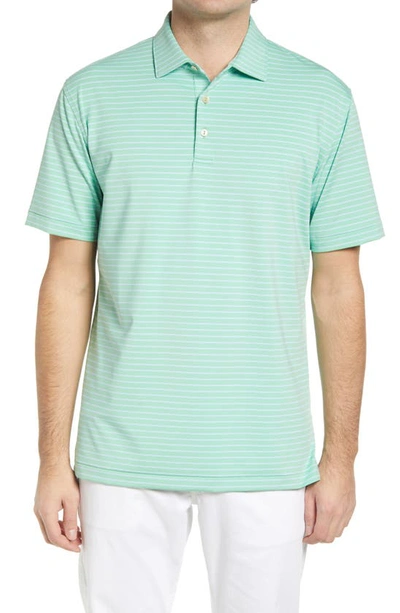 Peter Millar Drum Stripe Performance Polo In Shamrock