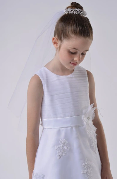 Us Angels Kids' Bun Wrap Communion Veil In White