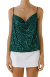 Endless Rose Sequins Cowl Neck Camisole In Jade