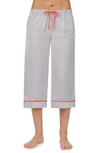 Room Service Pjs Wide Leg Crop Pajama Pants In Grey/ Cameo Stripe