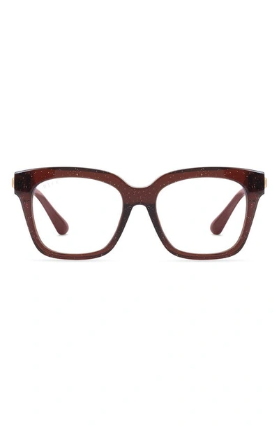 Diff Bella 54mm Square Optical Glasses In Festive Chestnut / Clear
