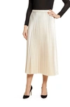 Anne Klein Pleated Midi Skirt In White