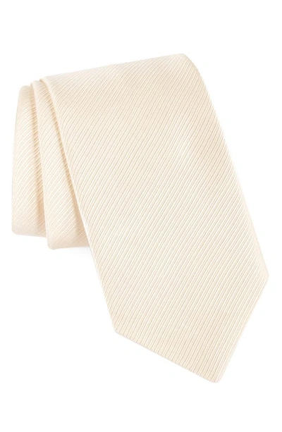 David Donahue Stripe Silk Tie In Champagne