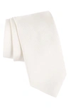 David Donahue Stripe Silk Tie In White