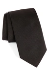 David Donahue Stripe Silk Tie In Black