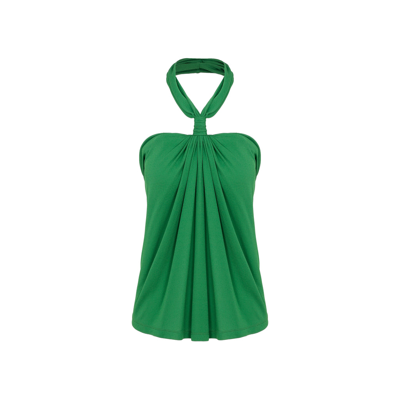 Loewe Green Crepe Top With Twisted Knot In Forest Green