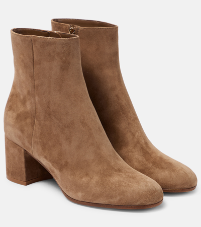 Gianvito Rossi Margaux 60 Suede Ankle Boots In Beige