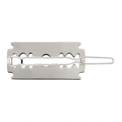 Jean Paul Gaultier Silver 'the Razor Blade' Barrette In 91 Silver