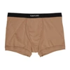 Tom Ford Stretch-cotton Logo Boxer Briefs In Brown