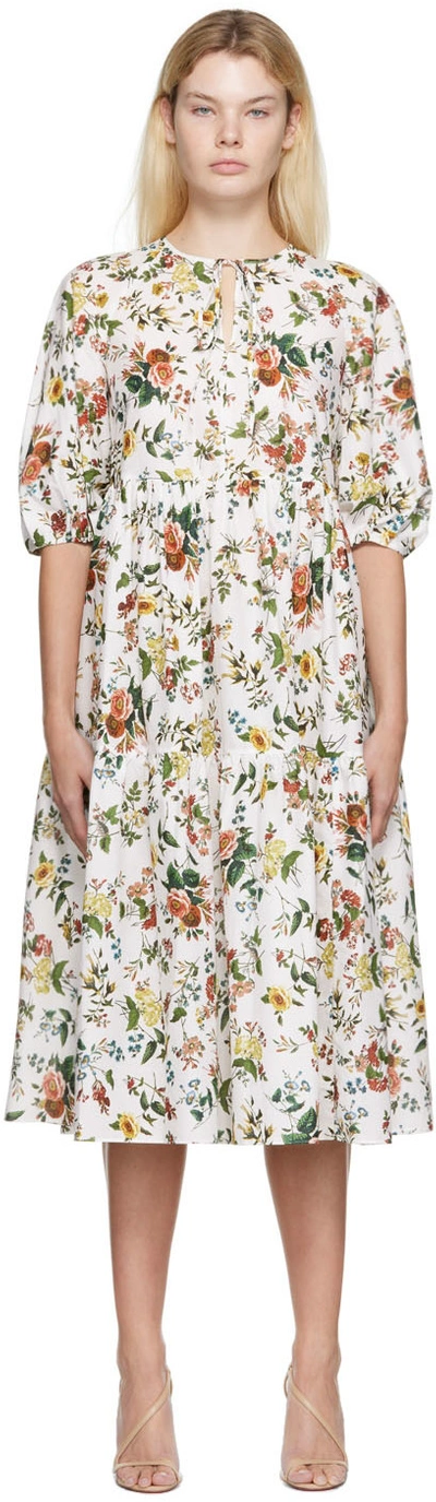 Erdem Positano Floral-print Tiered Midi Dress
