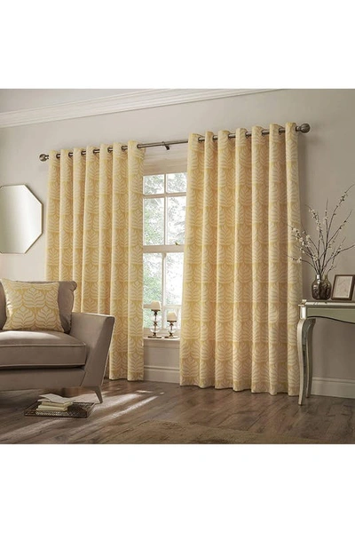 Paoletti Horto Eyelet Curtains (ochre Yellow) (66in X 90in) (66in X 90in)