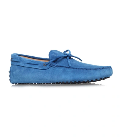 Tod's Gommino Suede Driving Shoes In Blue