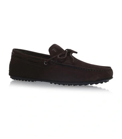 Tod's Gommino Suede Driving Shoes In Brown