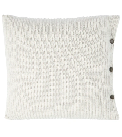 Brunello Cucinelli Ribbed Cashmere Cushion In White